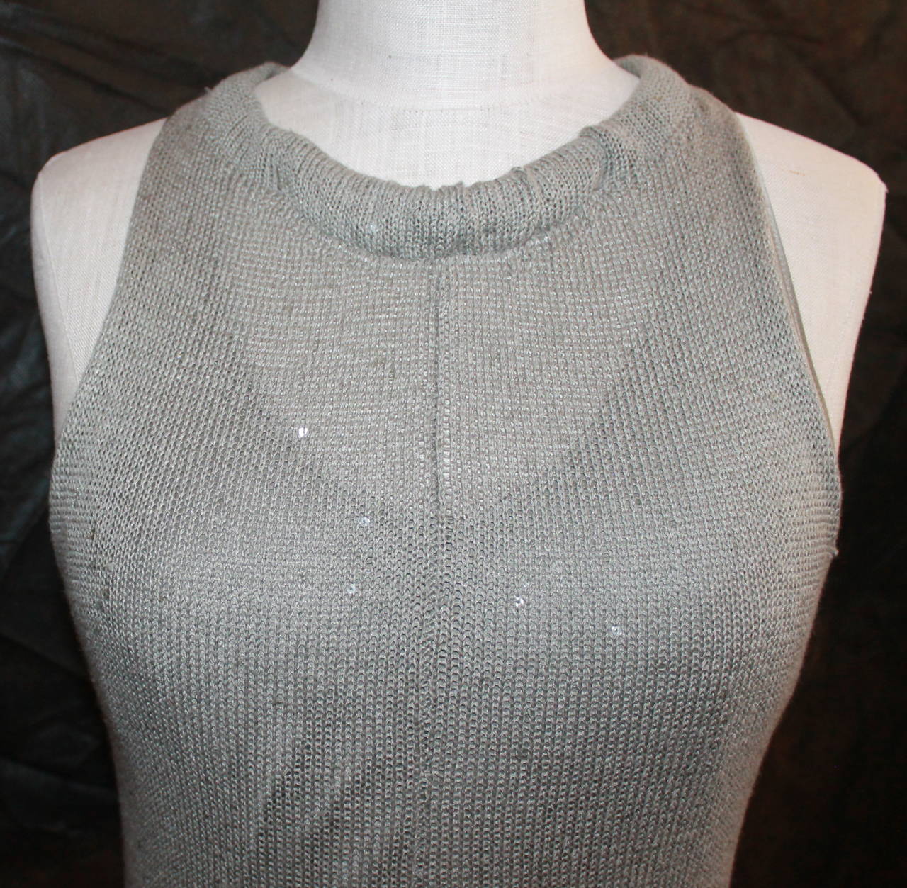 Brunello Cucinelli Taupe Knit High-Low Dress - S In Excellent Condition In West Palm Beach, FL