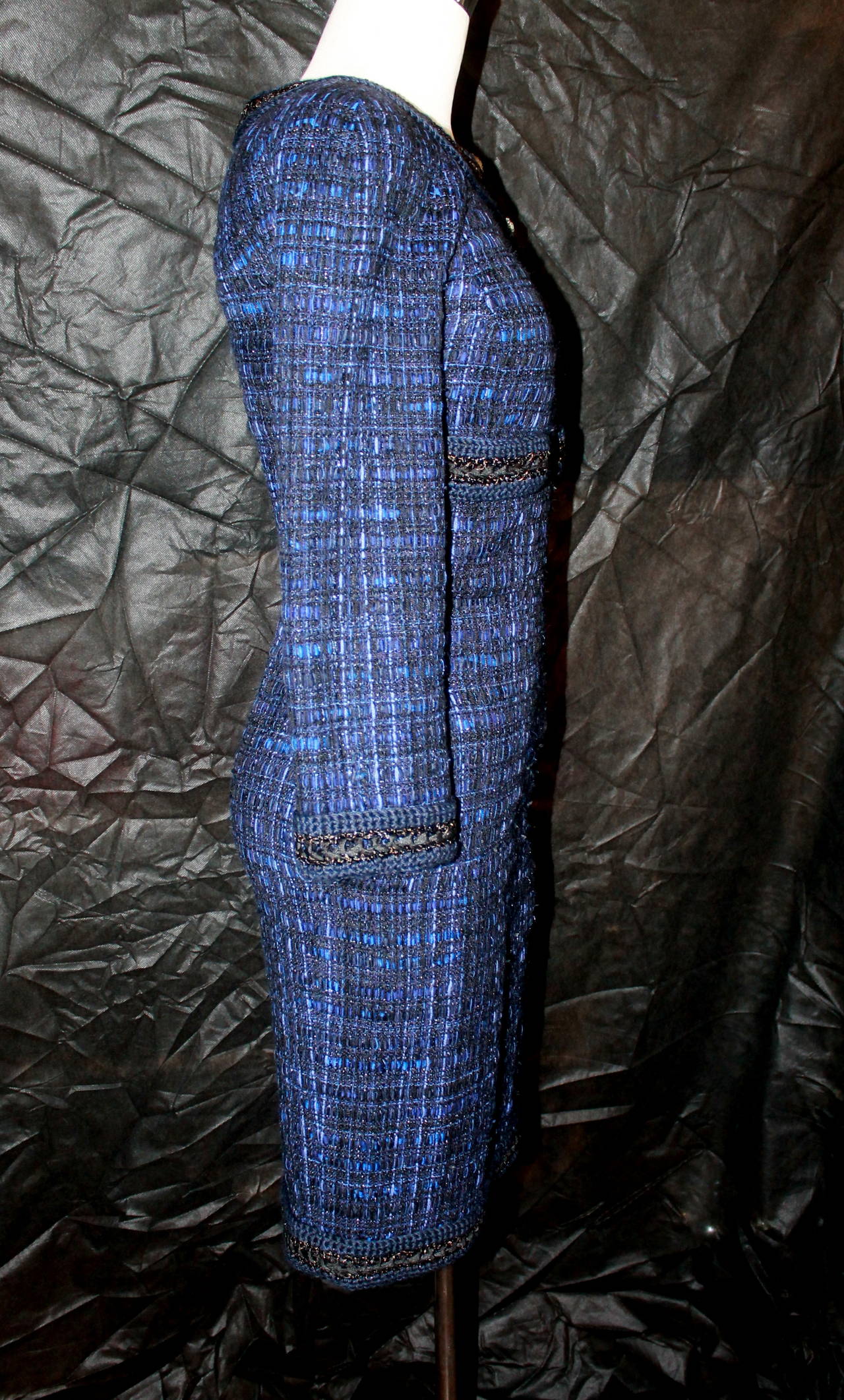 Chanel Navy Tweed Long Sleeve Dress - 34 - circa 2013 at 1stdibs1280 x 2123