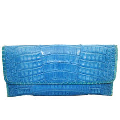 Carlos Falchi Blue Alligator Clutch & Handbag