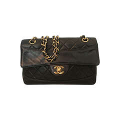 Vintage Chanel Black Quilted Lambskin Single Flap Handbag - GHW- Circa 1989