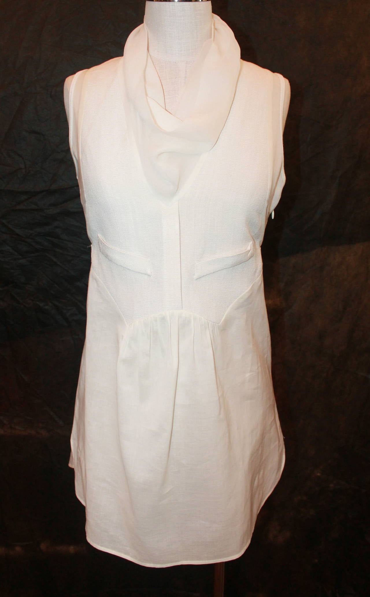 Brunello Cucinelli Ivory Linen and Silk Tunic Top - S For Sale at ...