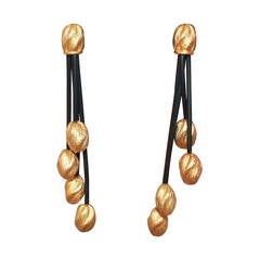 Roberto Coin Black Rubber & 18K Gold Drop Earrings