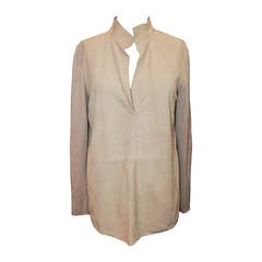 Brunello Cucinelli Beige Cashmere & Suede Blouse - M