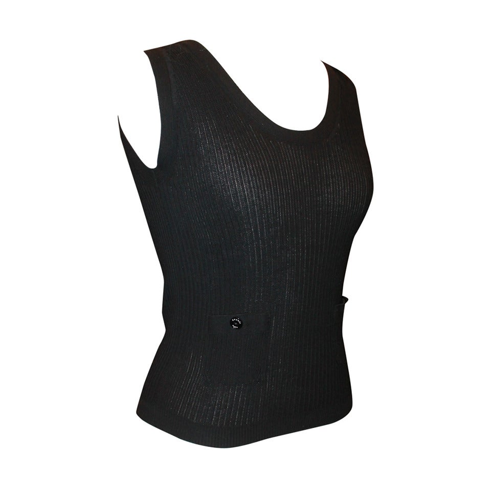 Chanel Black Knitted Sleeveless Top- 34