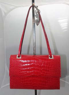 Gucci Red Alligator Print Handbag