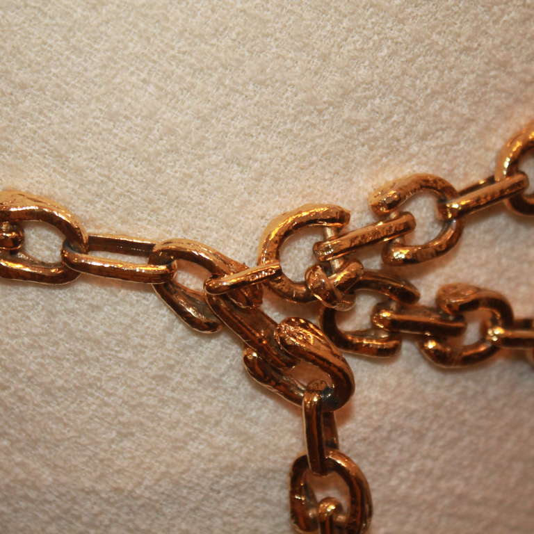 Chanel Vintage Gold Large Link Chain Belt - circa 80's In Excellent Condition In West Palm Beach, FL