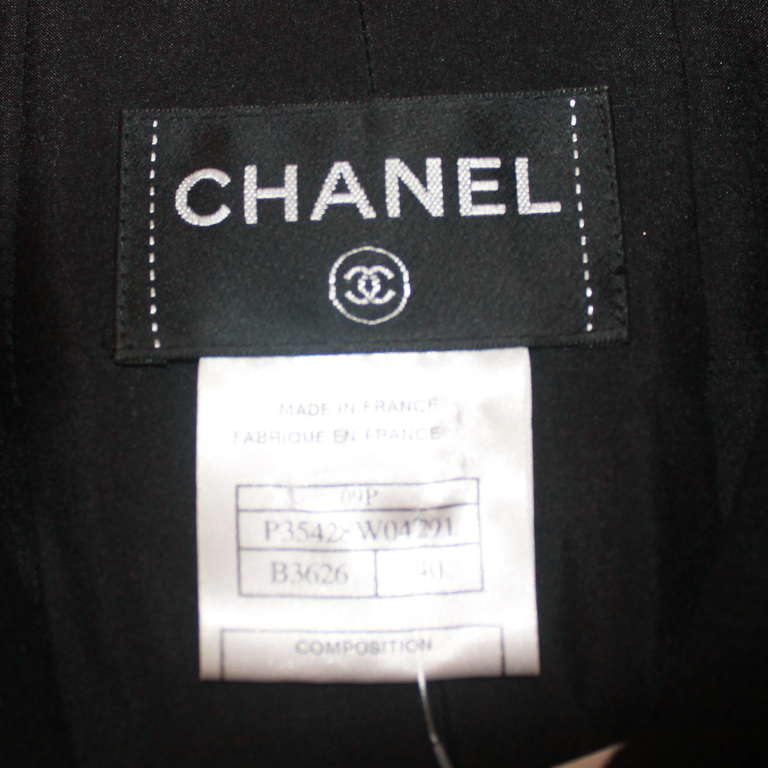 Chanel Black and Ivory Wool Crepe and Silk Chiffon Dress - sz 40 3