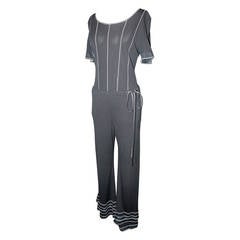 Chanel 2000's Black & White Jersey Blouse & Palazzo Pants Set - 42