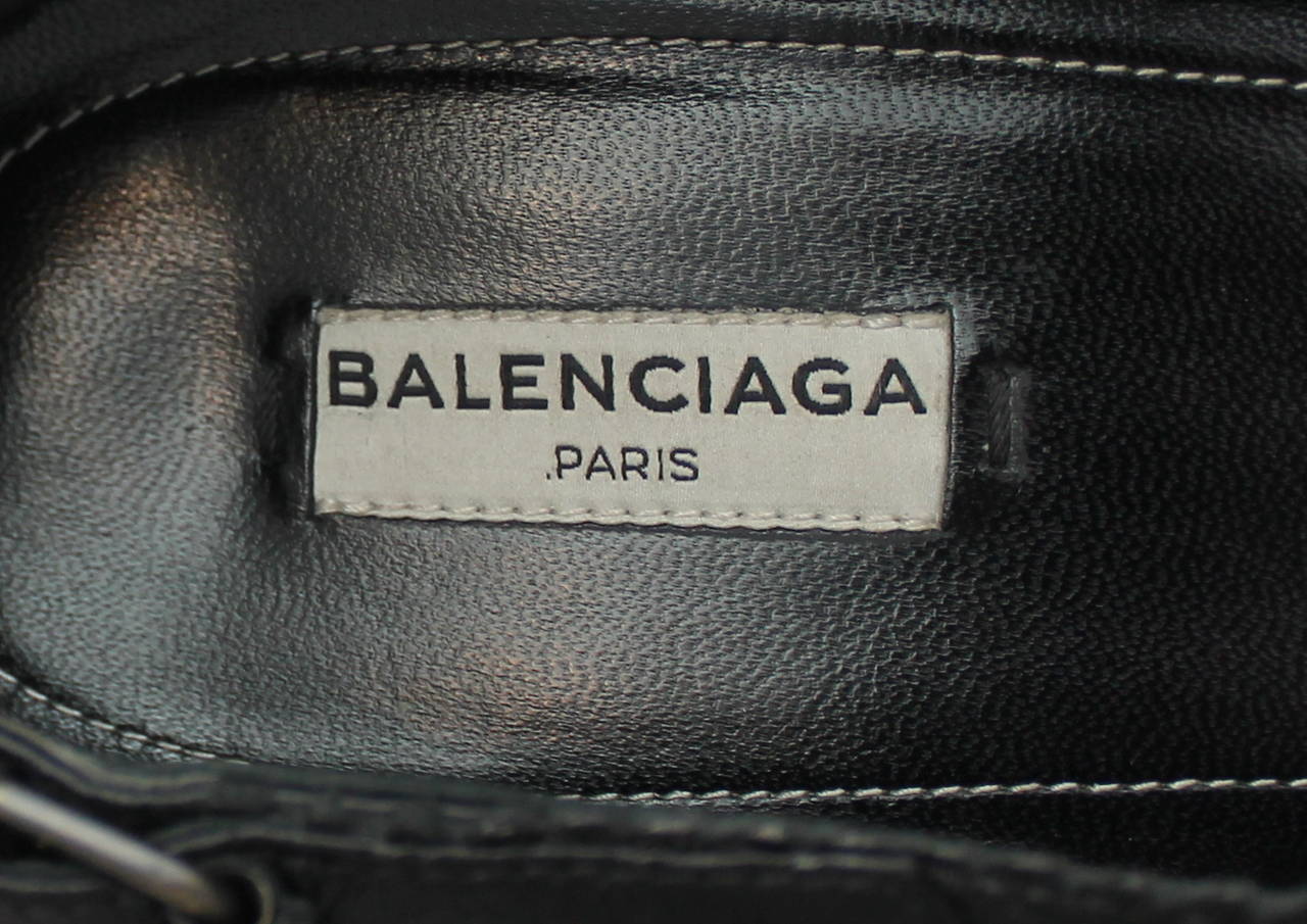 Balenciaga Black Leather Bootie Wedges - 41.5 For Sale 1