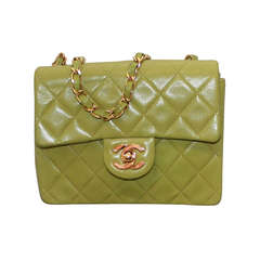 Chanel Chartreuse Lambskin Quilted Mini Flap Handbag - GHW-Circa 1996