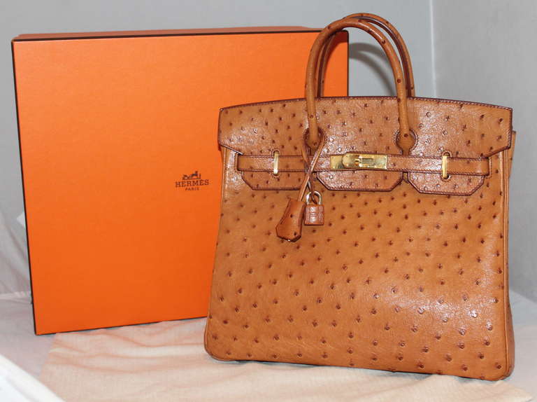 Hermes Cognac Ostrich 32cm HAC Birkin - GHW 1