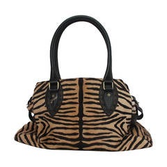 Fendi Black & Beige Zebra Printed Pony Hair Handbag