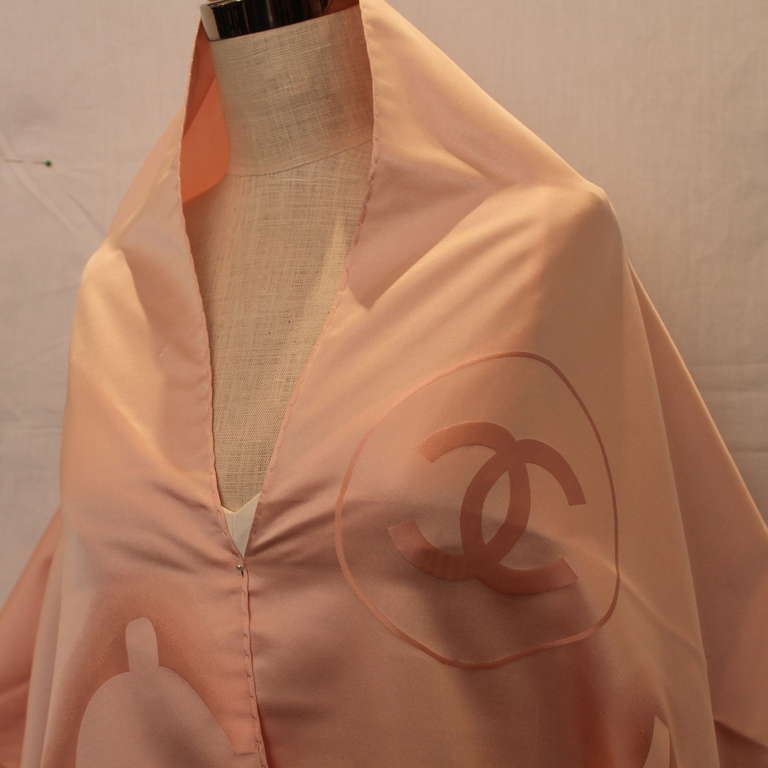 Brown Chanel Pink City Motif Silk Stole