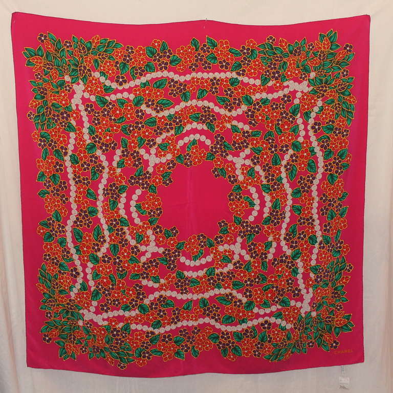 Chanel Fuschia Print Shawl