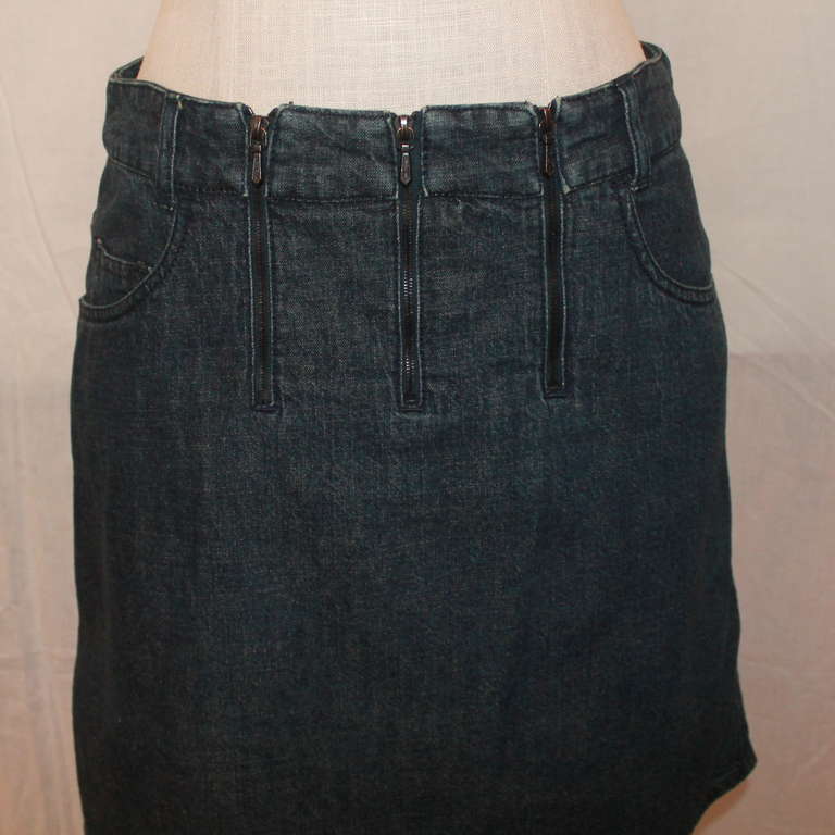 Women's Chanel Denim Zippered Skirt- 38