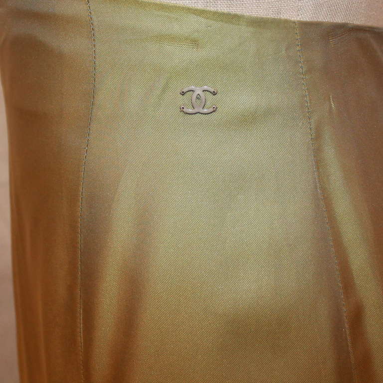 Women's Chanel Green Iridescent Maxi Skirt - 38