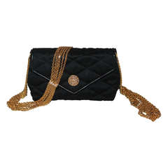 Chanel Black Satin Quilted Evening Handbag - GHW  - Circa 80's