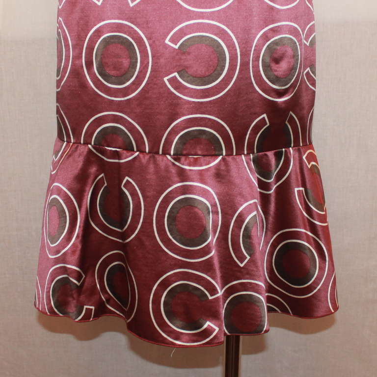 Chanel Eggplant Printed Flare Skirt - 42 In Excellent Condition In West Palm Beach, FL