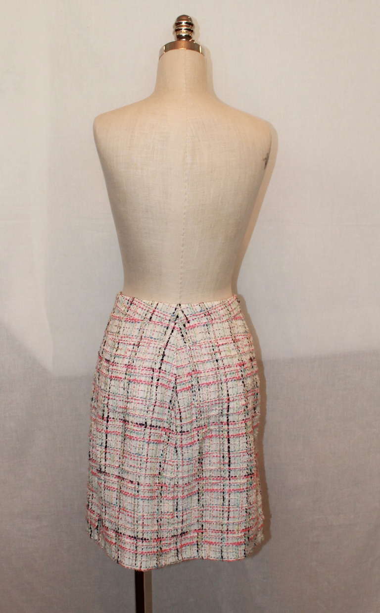 Brown Chanel Pastel Tweed Skirt - 40