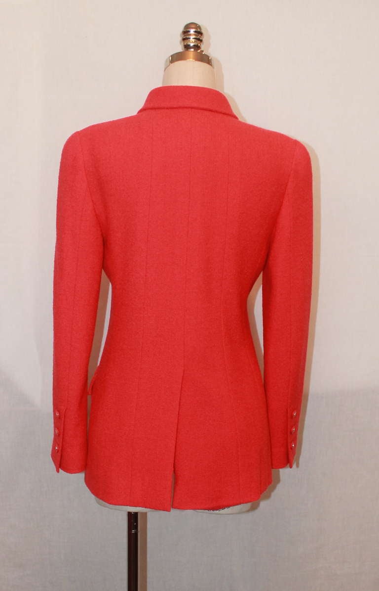 Chanel Red Double Breasted Jacket -38 In Excellent Condition In West Palm Beach, FL