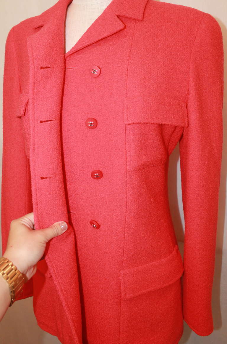 Chanel Red Double Breasted Jacket -38 2
