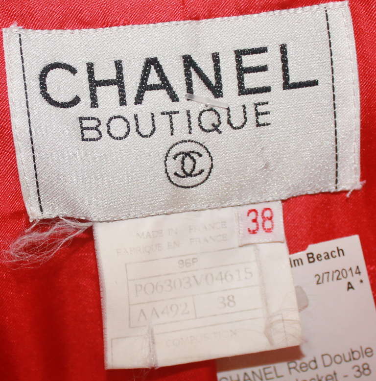 Chanel Red Double Breasted Jacket -38 3