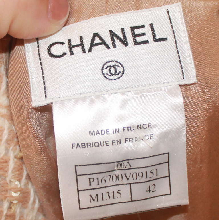 Women's Chanel Tan Tweed Sequined Vest - 42 - 2000A