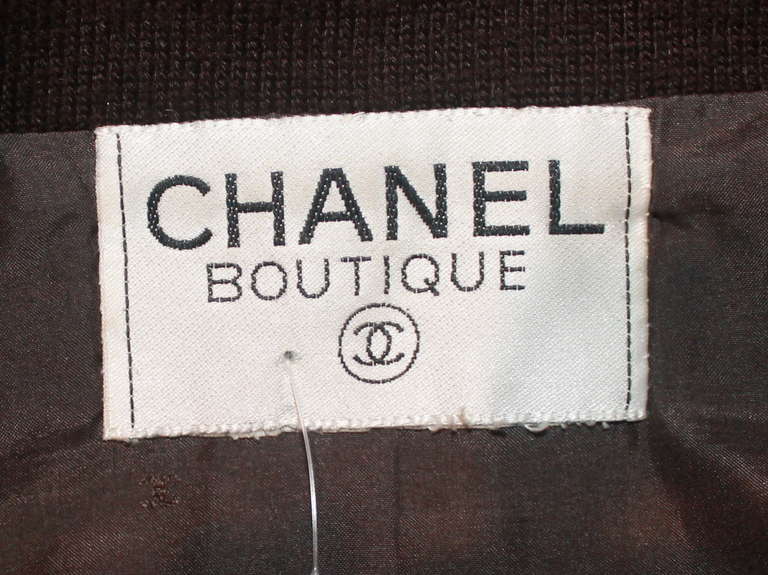 Chanel Dark Brown Leather Bomber Jacket - 38 In Excellent Condition In West Palm Beach, FL