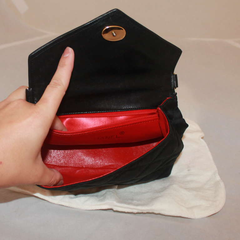 Chanel Black Satin Quilted Evening Handbag - GHW  - Circa 80's 1