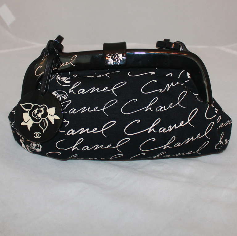 Chanel Black & White Cotton Handbag w/ matching velvet hat - Circa 2006