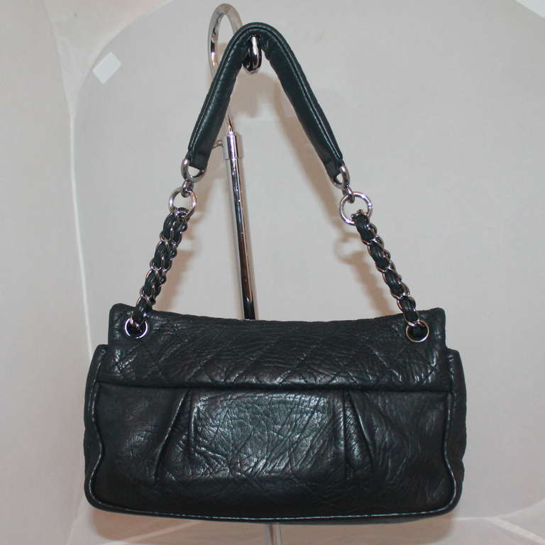 Chanel Black Distressed Leather Single Flap  - SHW - Circa 2009