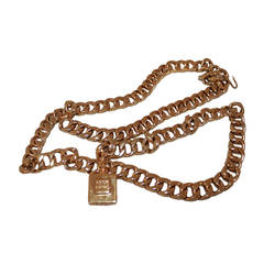 Chanel Early 1970's Retro Goldtone "Chanel No. 5 Motif" Link Belt & Necklace