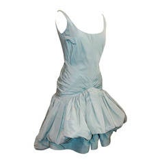 Oscar de la Renta Pale Blue Ruched Dress - 4 2