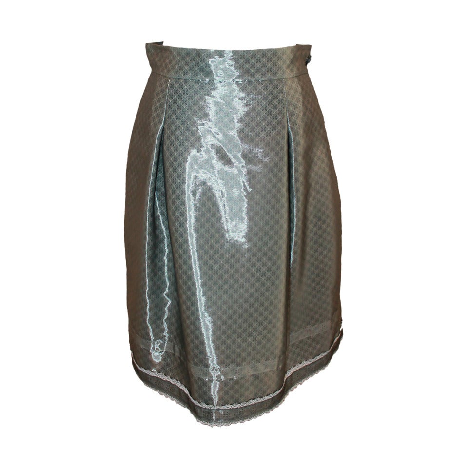 Chanel Silk Organza Sheer Gunmetal & Lace Layered Skirt - 42 - Circa 09