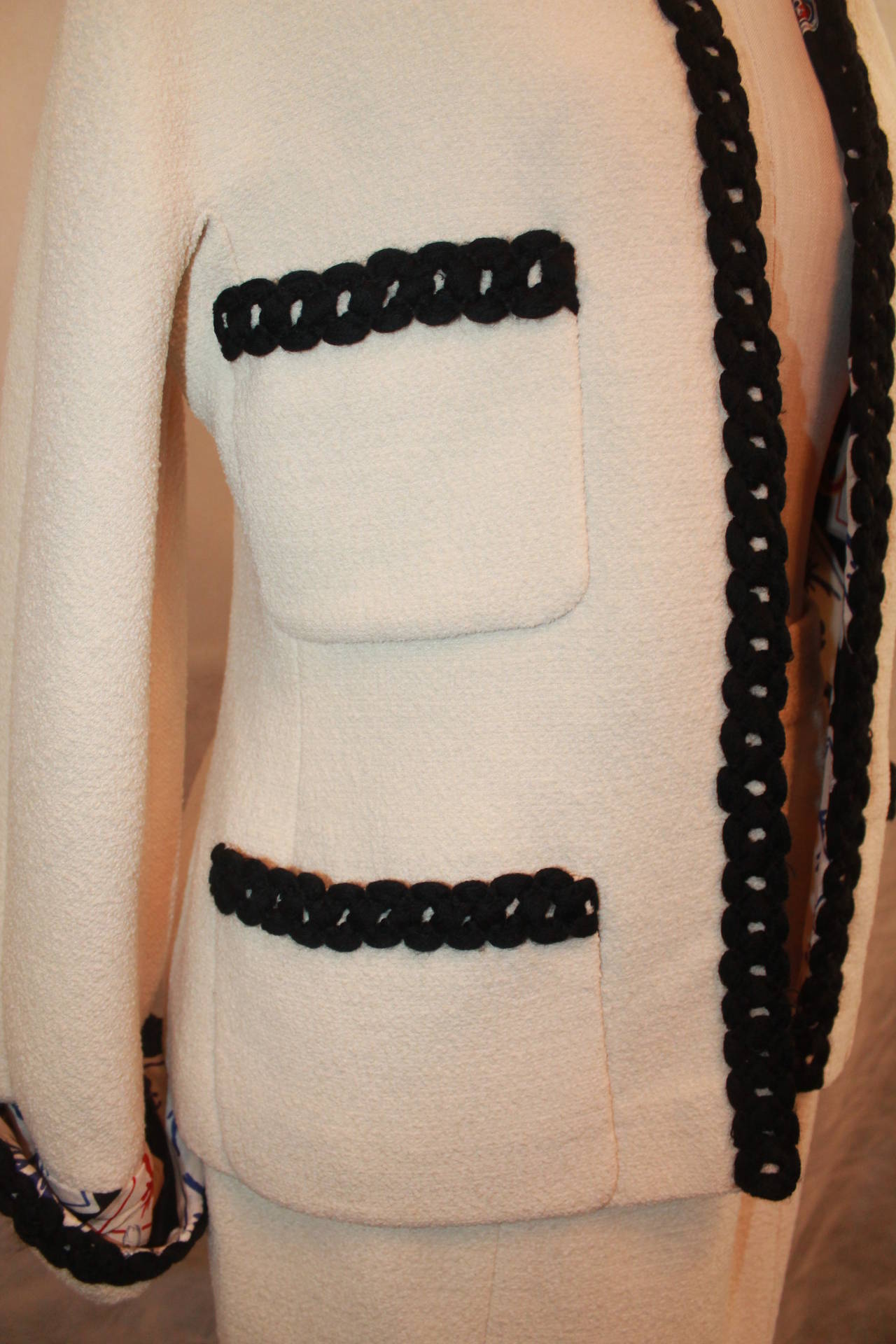 Chanel Ivory Wool Casino Theme Skirt Suit - Circa 80's-Sz 40 1