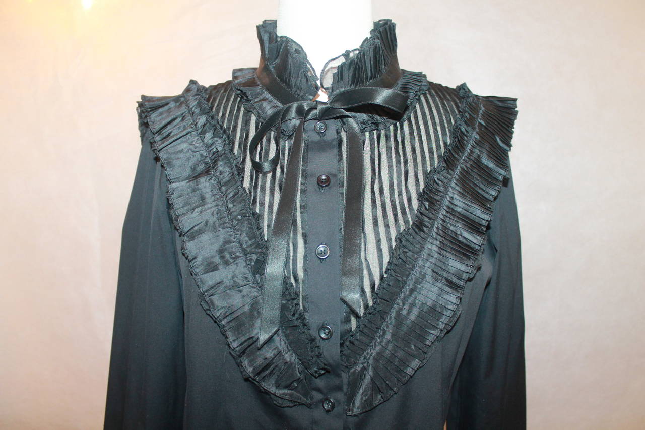 Nero Oscar De La Renta - Top nero stile contadino con pieghe - M in vendita