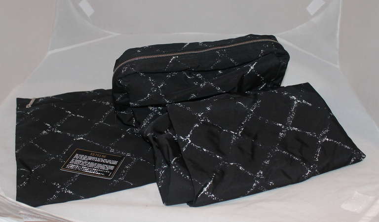 Chanel Black and White Nylon Carry-On Dufflebag - Circa 1998