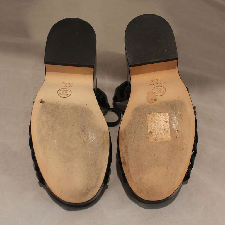 Women's Chanel Black Patent Leather Platform Heels - 36.5