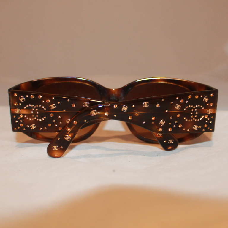 Chanel Tortoise Shell Sunglasses with Amber Rhinestones and 