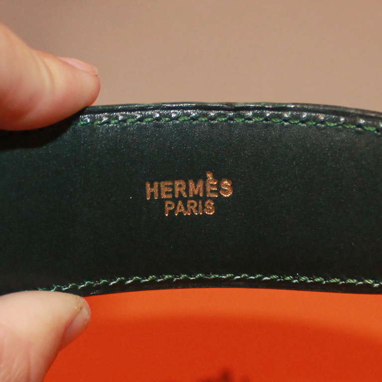 Hermes Black and Green Box Calf Vintage Leather Belt