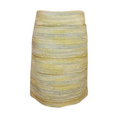 Chanel 2005 Yellow & Chartreuse Blend Tweed Skirt - 36