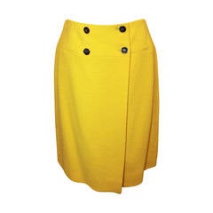 Chanel 1980's Vintage Yellow Tweed Wrap Skirt - 38