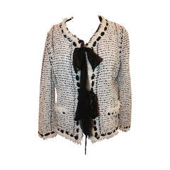 Chanel 2006 Black & White Tweed Sequin Jacket - 46