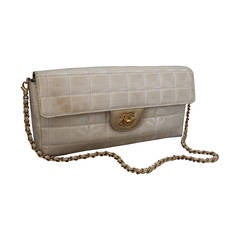 Chanel light gold silk quilted flap handbag - GHW - Circa 2000