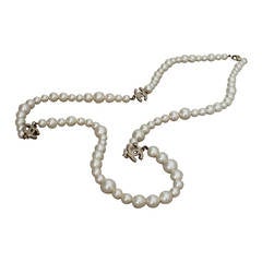 Chanel 2011 Graduated Pearl Necklace with Rhinestone "CC"