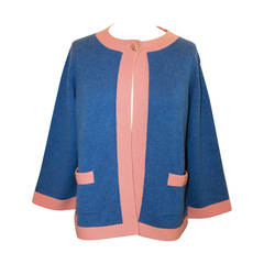 Chanel 2007 Blue & Peach Cashmere Sweater - 46