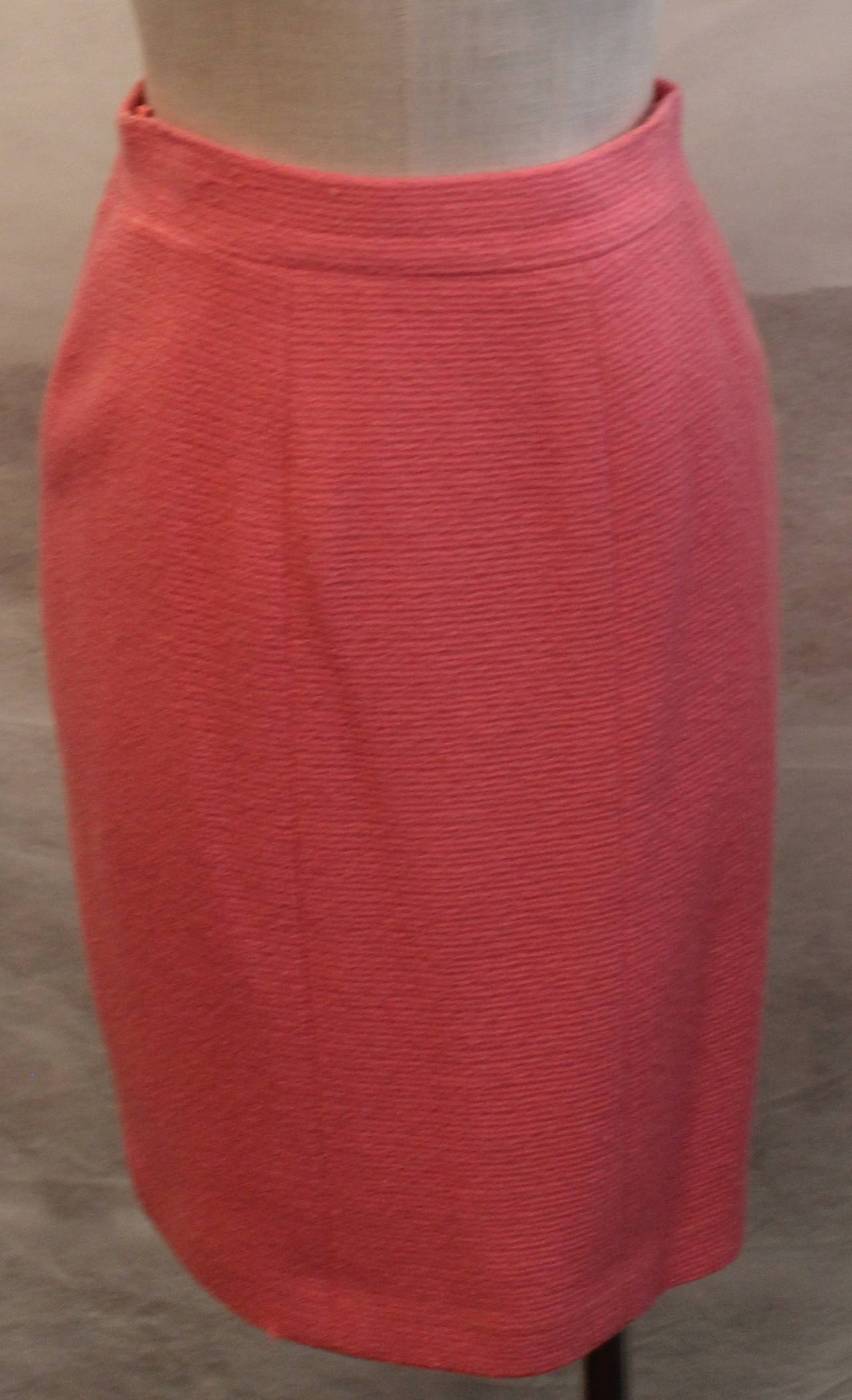 Chanel Pink Wool Classic Skirt Suit - 38 - Circa 80's In Good Condition In West Palm Beach, FL