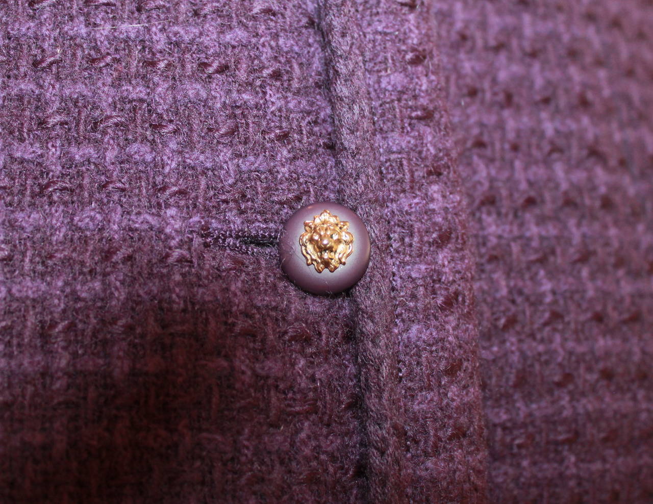 Chanel 1970's Vintage Purple Tweed Wool Skirt Suit - 44 For Sale at 1stDibs
