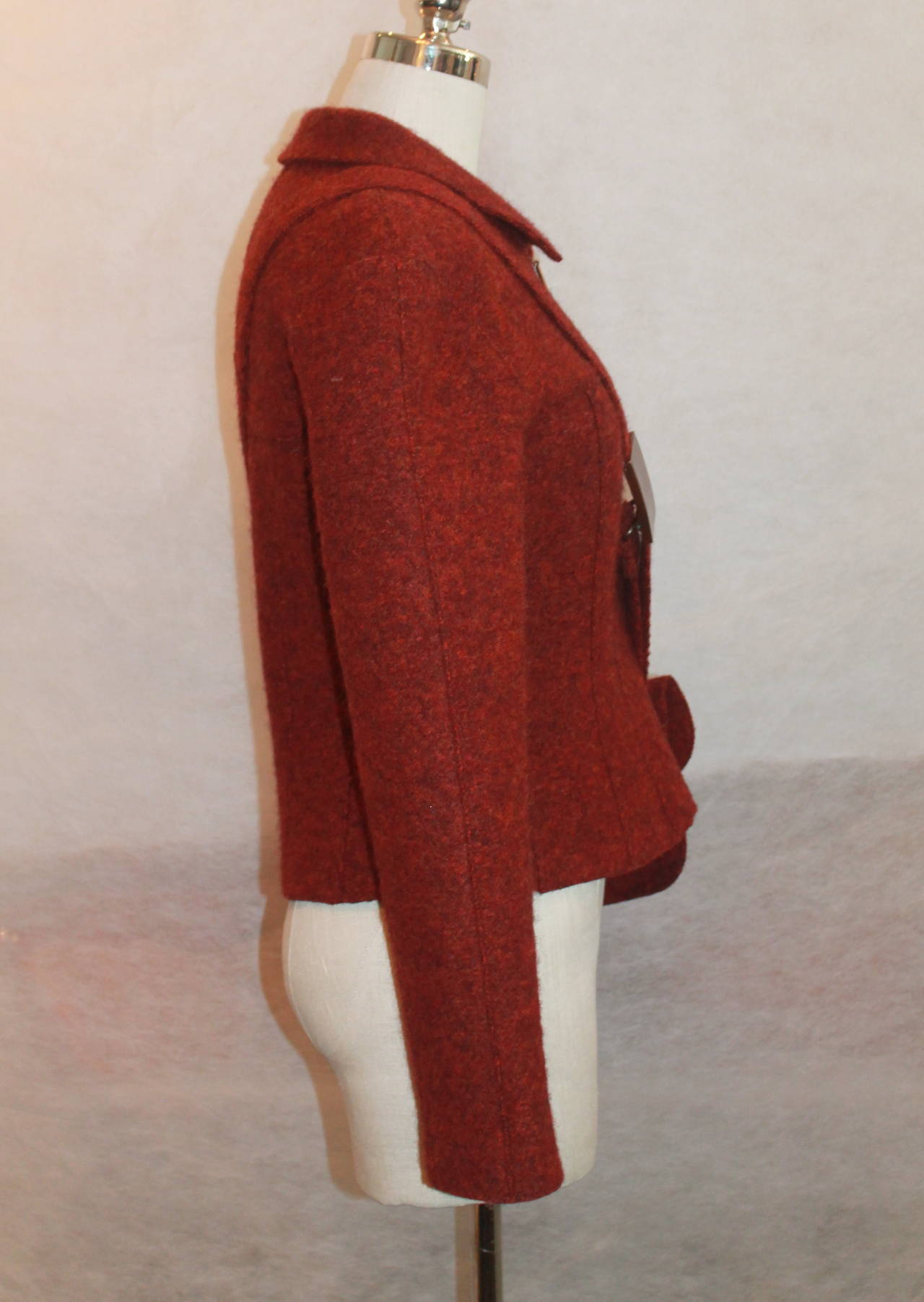 Red Chanel Burgundy Wool Jacket w/ matching crossbody handbag-38-Circa 99