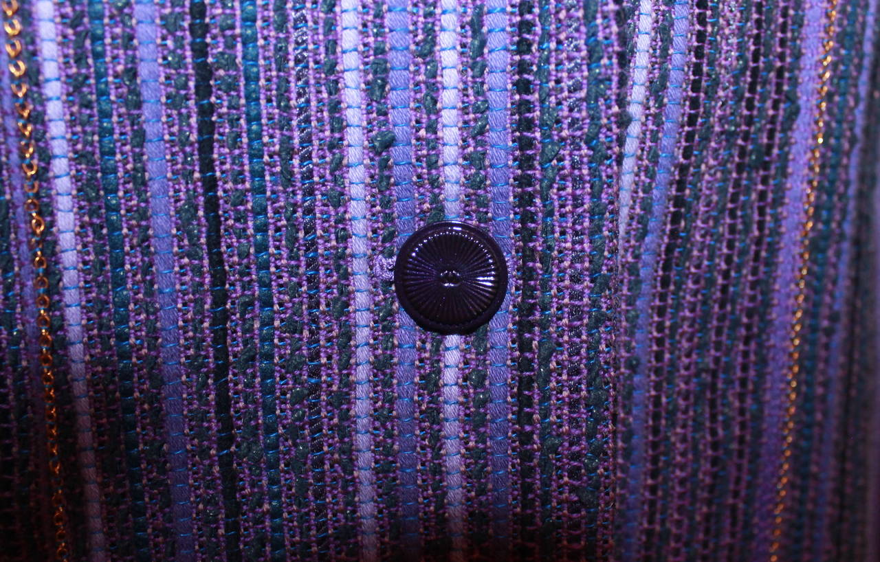 Women's Chanel Purple Striped Wool Blend Jacket - 40 - Circa 2001